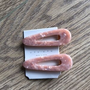 Pink Marble Hair Clips